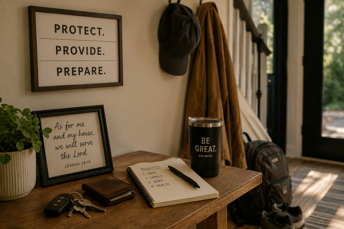 Dad Notes Protect Provide Prepare editorial image for article about how to be a better dad